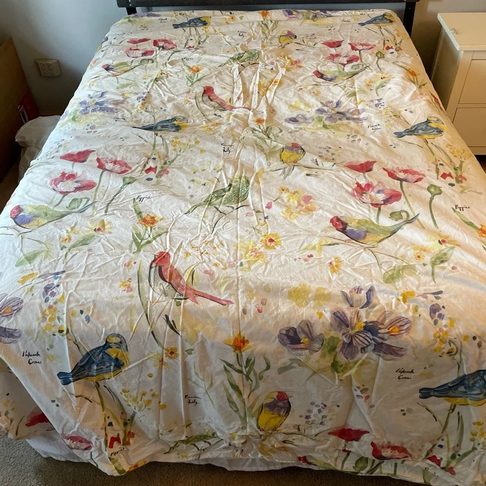 Pottery Barn Painterly Bird Duvet Cover full/queen